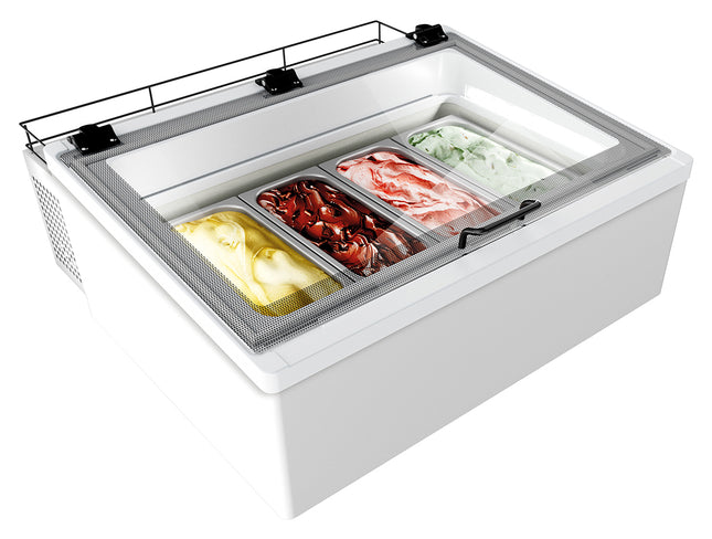 NordCap Auftisch-Eisvitrine MINI CREAM 4V LED WEISS für 4 x 5 l Eisschalen