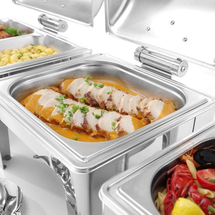 HENDI Chafing Dish GN 1 / 2 – Spiegelglanz – Profi Line – 4 l – 365 × 345 × 345 mm – weitere Produktansicht