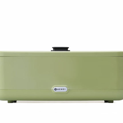 HENDI Chafing Dish UNIQ – GN 1 / 1 – 230 V / 700 W – designed by Robert Bronwasser – Grün – 607 × 402 × H 245 mm – Produktansicht