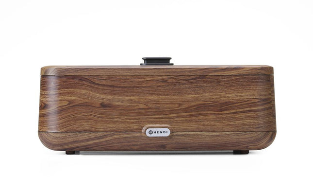 HENDI Chafing Dish UNIQ – GN 1/1 – designed by Robert Bronwasser – Holz – 230 V / 700 W – 607 × 402 × H 245 mm  – Produktansicht