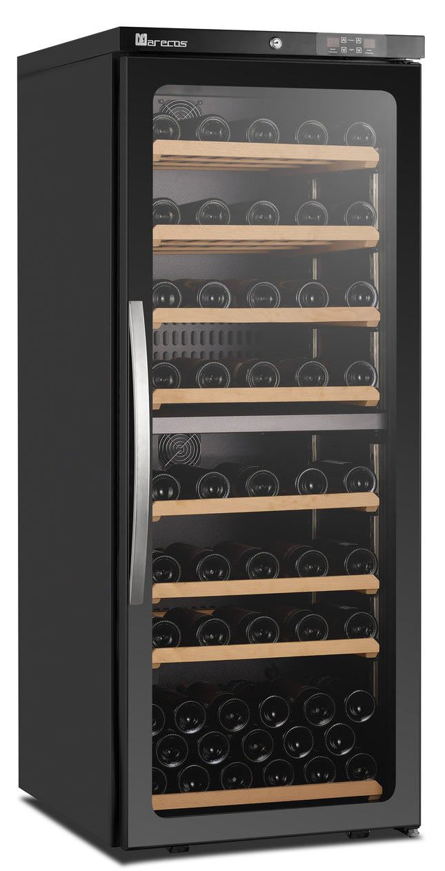 Saro 2-Zonen Weinkühlschrank mit Glastür Modell CV 350 PV 2T 225 L