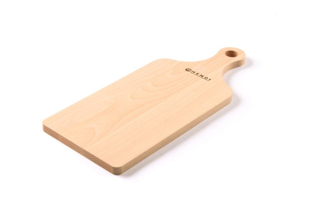 HENDI Schneidbrett mit Griff – Holz hell – 390 × 160 mm – Rechteckig – Produktansicht