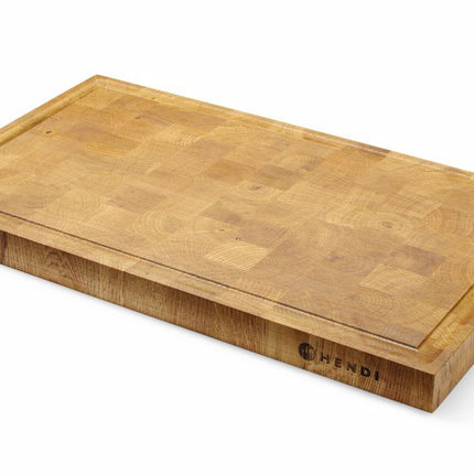HENDI Servierbrett aus Eichenholz –  Hirnholz – Rechteckig – 530 × 325 × H 35 mm – Produktansicht