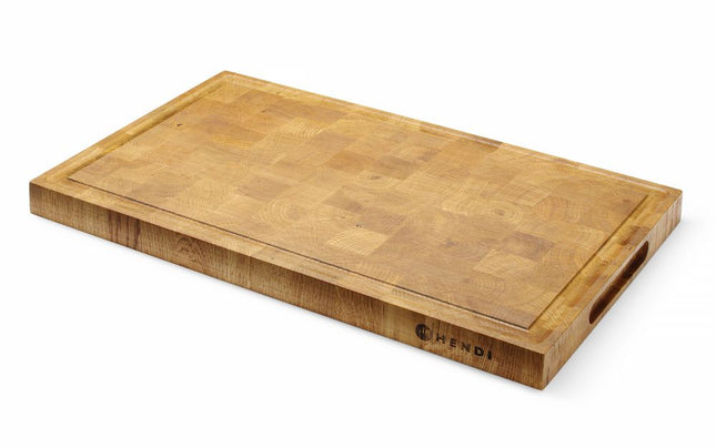 HENDI Servierbrett aus Eichenholz –  Hirnholz – Rechteckig – 325 × 265 × H 30 mm – Produktansicht