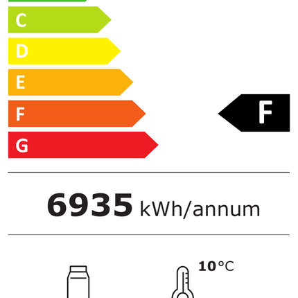 NordCap COOL-LINE Wandkühlregal OLIMPO-O 150 inkl. Nachtrollo – Energielabel