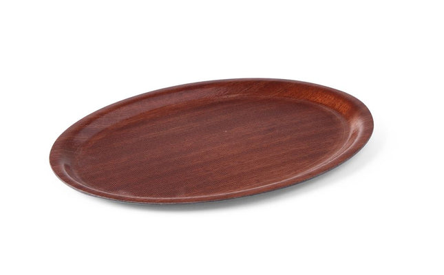AmerBox Serviertablett in Holzoptik – oval – Mahagoni – 290 × 210 mm – Produktansicht