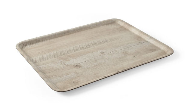 AmerBox Serviertablett aus Melamin mit Holzoptik – Holz hell – 370 × 530 mm – Produktansicht