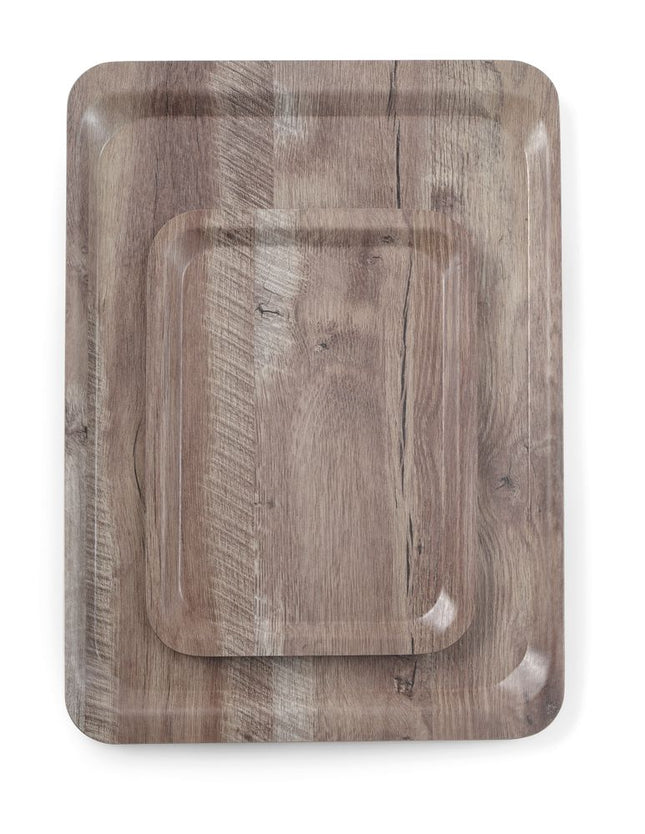 AmerBox Serviertablett aus Melamin mit Holzoptik – Holz dunkel – 370 × 530 mm – Produktansicht