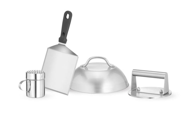 HENDI Smash-Burger-Set – Silber – Ø 160 × H 85 mm  – Produktansicht
