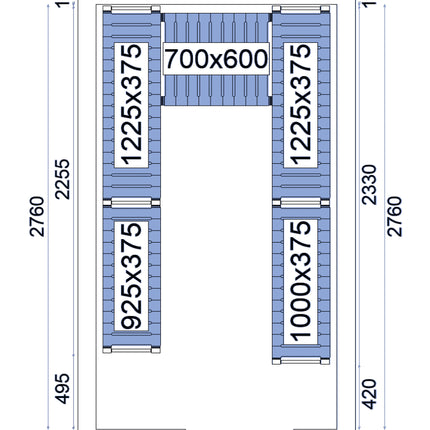 NordCap Regalsystem RS 18-30-120 für Tiefkühlzelle NC-120 180-300-220