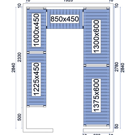 NordCap Regalsystem RS 21-30-80-TB für Kühlzelle NC-80 210-300-220