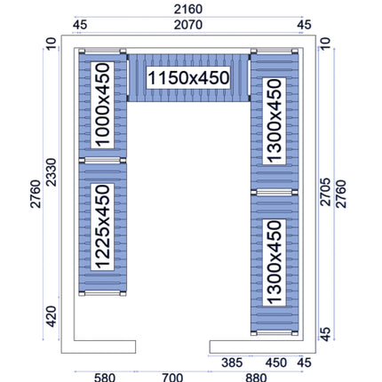 NordCap Regalsystem RS 24-30-120 für Tiefkühlzelle NC-120 240-300-220