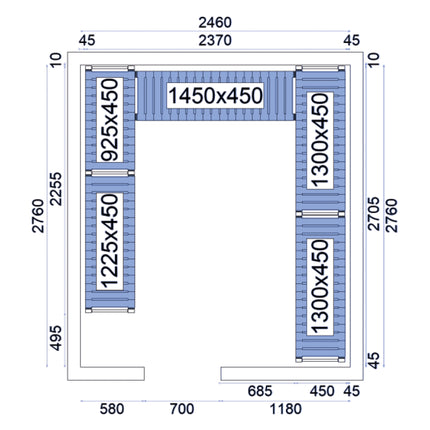 NordCap Regalsystem RS 27-30-120 für Tiefkühlzelle NC-120 270-300-220