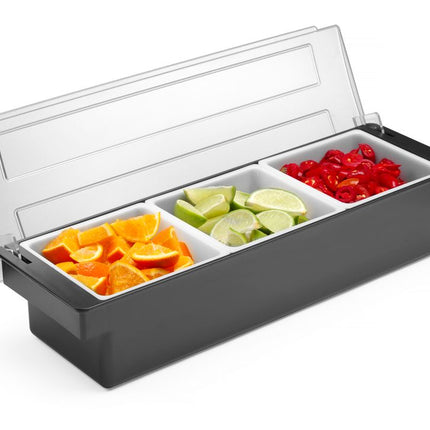 BarUp Zutatenbehälter – 3 Fächer – Schwarz – 480 × 150 × 100 mm – weitere Produktansicht