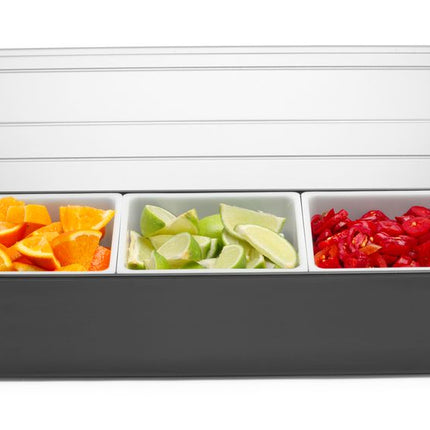BarUp Zutatenbehälter – 3 Fächer – Schwarz – 480 × 150 × 100 mm – weitere Produktansicht