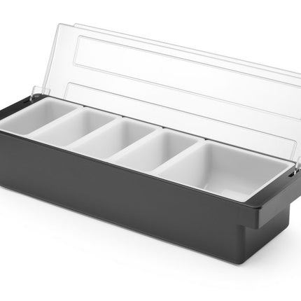 BarUp Zutatenbehälter – 5 Fächer – Schwarz – 480 × 150 × 100 mm – weitere Produktansicht