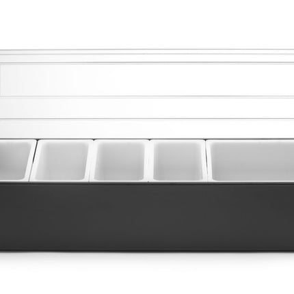 BarUp Zutatenbehälter – 5 Fächer – Schwarz – 480 × 150 × 100 mm – weitere Produktansicht