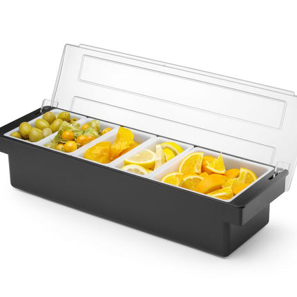 BarUp Zutatenbehälter – 5 Fächer – Schwarz – 480 × 150 × 100 mm – weitere Produktansicht