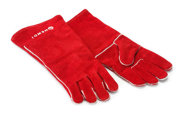 HENDI Hitzebeständige Handschuhe –  Leder – Rot – 2 Stück – Produktansicht