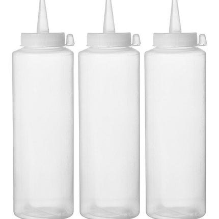 HENDI Spenderflaschen – 3er Set – 0.35 l – Transparent – Ø 55 × H 205 mm – 3 Stück – Produktansicht