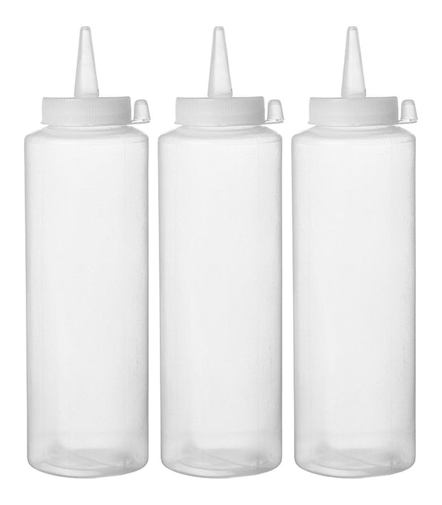 HENDI Spenderflaschen – 3er Set – 0.35 l – Transparent – Ø 55 × H 205 mm – 3 Stück – Produktansicht