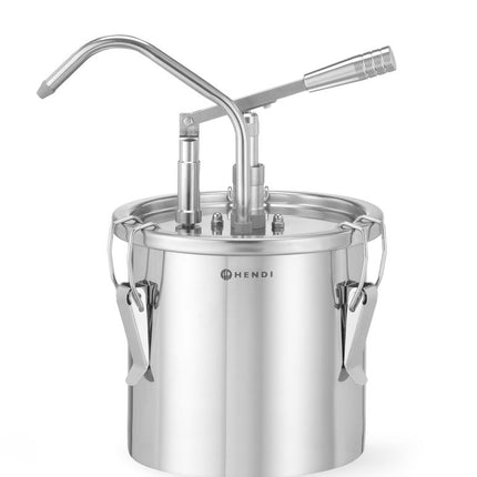 HENDI Saucenspender –  Edelstahl –  einzeln – 4 – 5 l – Ø 198 × H 360 mm – Produktansicht