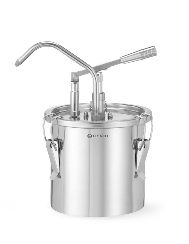 HENDI Saucenspender –  Edelstahl –  einzeln – 4 – 5 l – Ø 198 × H 360 mm – Produktansicht