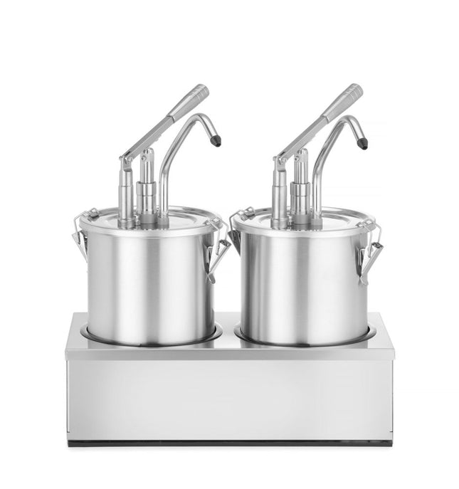 HENDI Saucenspender –  Edelstahl –  Zweier-Set – 9 l – 500 × 235 × H 360 mm – Produktansicht