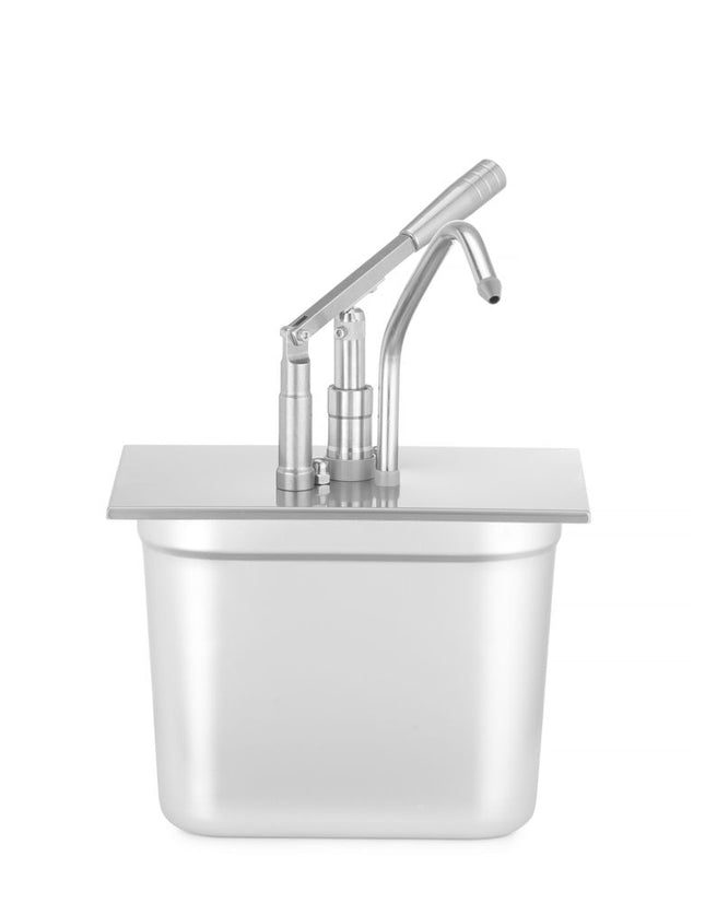 HENDI Deckel mit Spender für GN-Behälter –  aus rostfreiem Stahl – GN 1 / 4 – Silber – 321 × 165 mm – Produktansicht