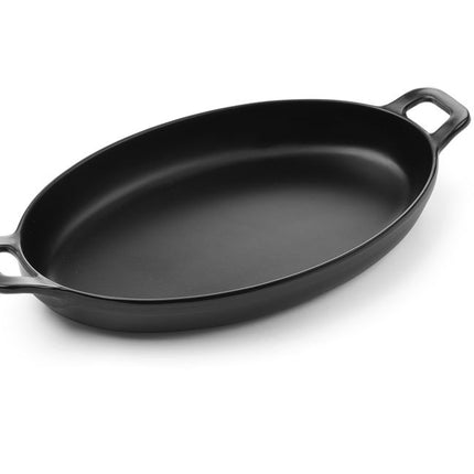HENDI Miniatur-Pfanne – oval – Little Chef – Schwarz – 263 × 140 × 37 mm – Produktansicht