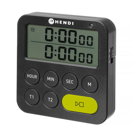 HENDI Timer –  doppelt – Schwarz – 82 × 20 × H 86 mm – Detailansicht