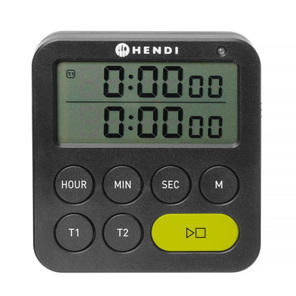 HENDI Timer –  doppelt – Schwarz – 82 × 20 × H 86 mm – Produktansicht