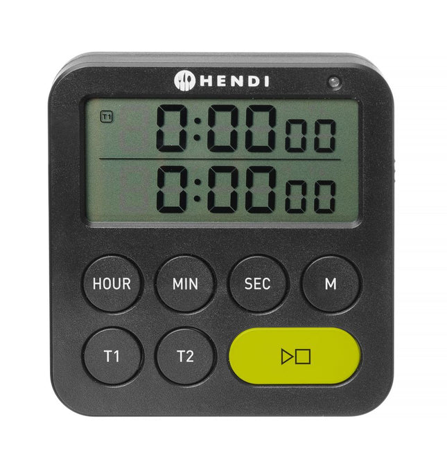 HENDI Timer –  doppelt – Schwarz – 82 × 20 × H 86 mm – Produktansicht