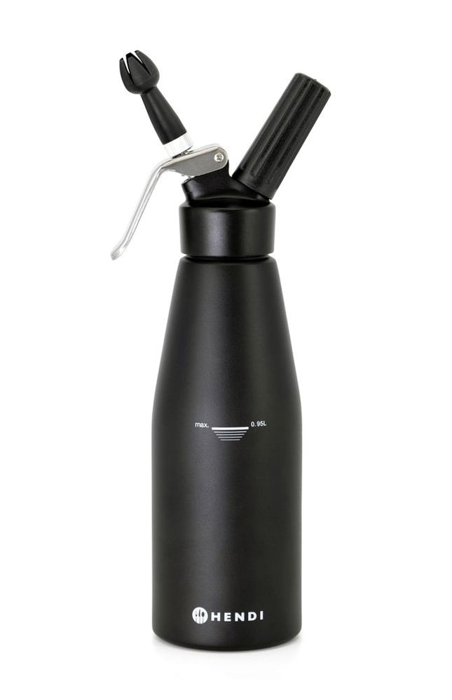 HENDI Sahnespender –  schwarz – Kitchen Line – 0 – 95 l – Ø 95 × H 320 mm – Produktansicht