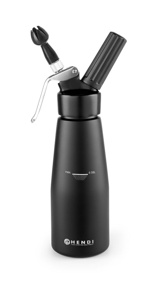 HENDI Sahnespender – schwarz – Kitchen Line – 0.5 l – Schwarz – Ø 80 × H 260 mm – Produktansicht