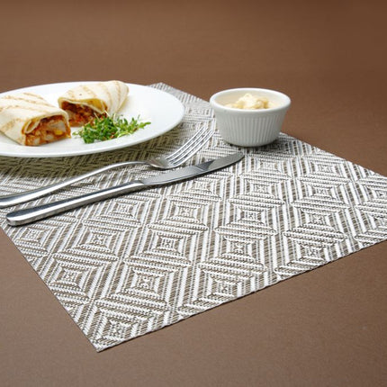 HENDI Platzset –  geometrisches Muster – Silber – 450 × 300 mm – 6 Stück – Weitere Produktansicht