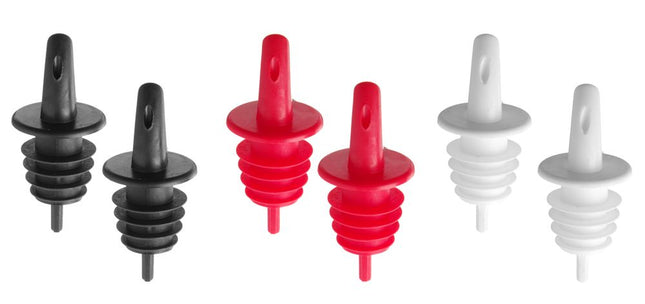 BarUp Freeflow-Ausgießer – 2x schwarz – 2x weiß – 2x rot – Rot – 6 Stück – Produktansicht