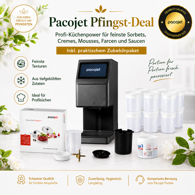 PacoJet 4 Pfingst-Deal inkl. 12er Becher Set, Reinigungstabletten und Coupe Set 4