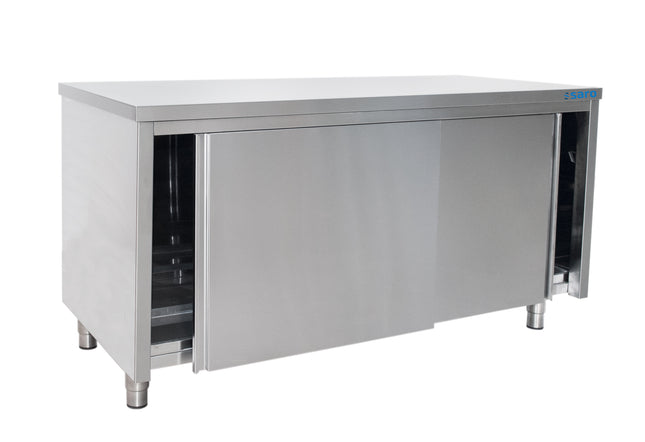 Saro Edelstahlschrank Schiebetür - 600 mm Tiefe Breite 2000mm