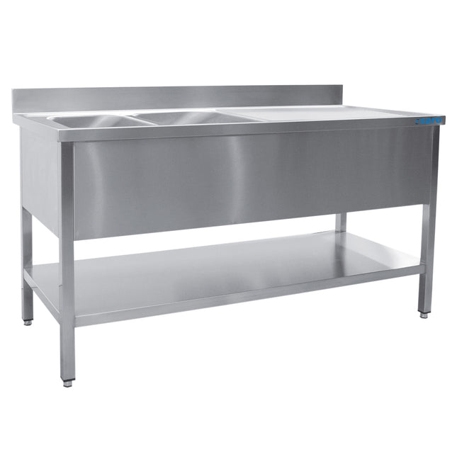 Saro Spültisch 2 Becken links - B 1800 x T 600 mm Edelstahl