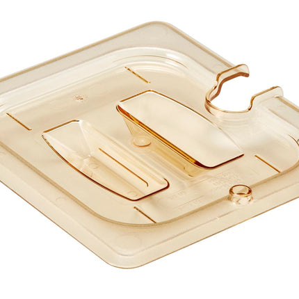 Cambro H-PAN™ Hitzebeständige Gastronorm GN-Behälter Deckel mit Kerbe und Griff GN 1/6, Bernstein - 60HPCHN150
