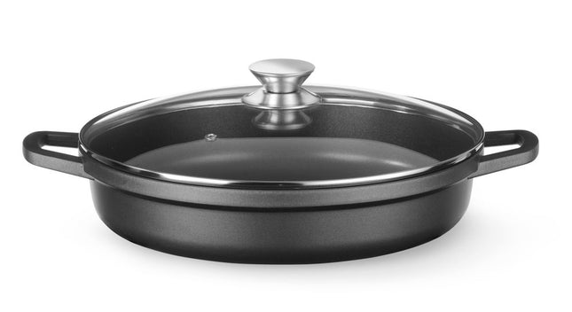 HENDI Kasserolle mit Antihaft-Beschichtung – 4 – 3 l – Schwarz – 425 × 332 × H 70 mm – Produktansicht