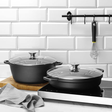HENDI Kasserolle mit Antihaft-Beschichtung – 4 – 3 l – Schwarz – 425 × 332 × H 70 mm – Detailansicht 3