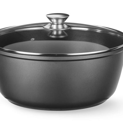 HENDI Kasserolle mit Antihaft-Beschichtung – 7 l – Schwarz – 367 × 290 × H 122 mm – Produktansicht