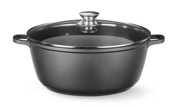 HENDI Kasserolle mit Antihaft-Beschichtung – 7 l – Schwarz – 367 × 290 × H 122 mm – Produktansicht