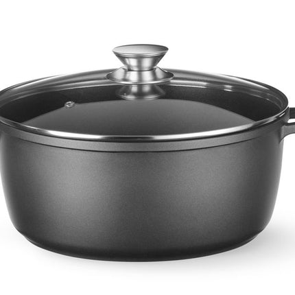 HENDI Kasserolle mit Antihaft-Beschichtung – 9 l – Schwarz – 405 × 332 × H 138 mm – Produktansicht