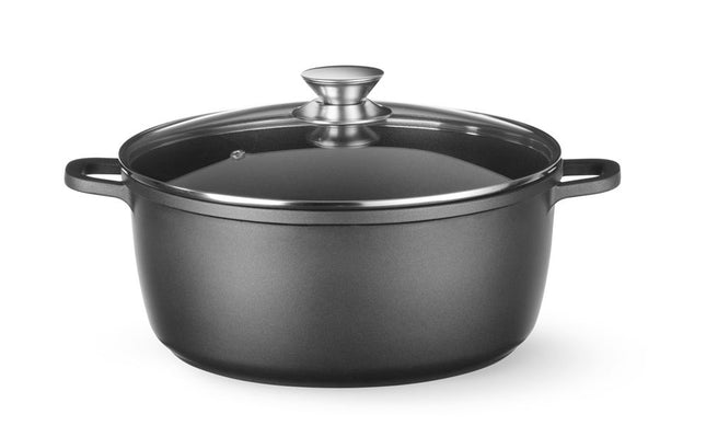 HENDI Kasserolle mit Antihaft-Beschichtung – 9 l – Schwarz – 405 × 332 × H 138 mm – Produktansicht