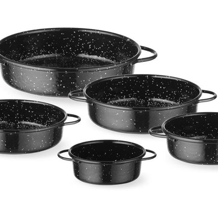 HENDI Auflaufform –  emailliert – Rund – Schwarz – Ø 200 × H 45 mm – Detailansicht