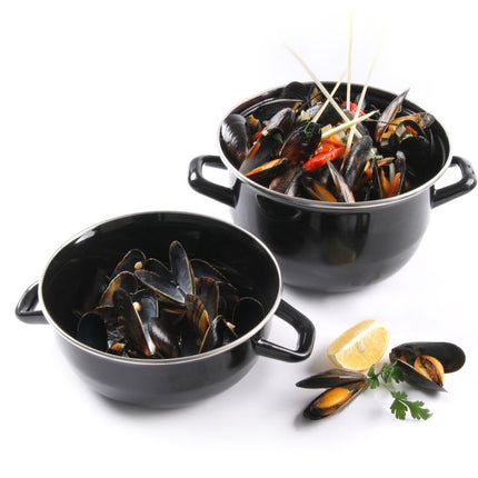 HENDI Muscheltopf – emailliert - mit Deckel – 2.5 l – Ø 220 × H 190 mm – weitere Produktansicht