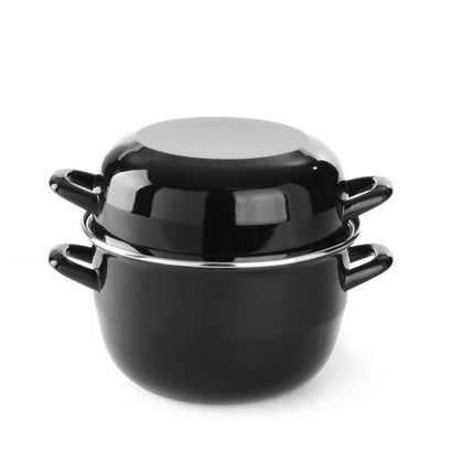 HENDI Muscheltopf – emailliert - mit Deckel – 2.5 l – Ø 220 × H 190 mm – Produktansicht